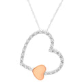 10k two tone gold 1/6 cttw diamond floating double heart pendant necklace bijoux-nyc direct