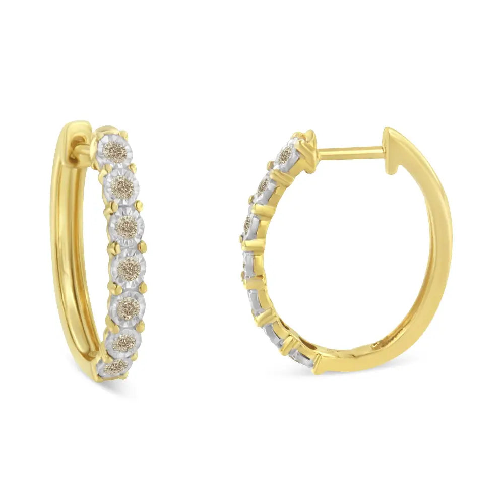 1/2 cttw diamond miracle set hoop earrings in 10kt two-tone gold bijoux-nyc direct