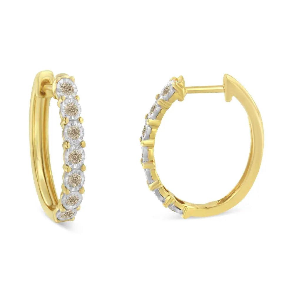 10KT Two-Toned Gold Diamond Hoop Earring (1/2 cttw, J-K Color, I2-I3 Clarity) - Bijoux-NYC Direct