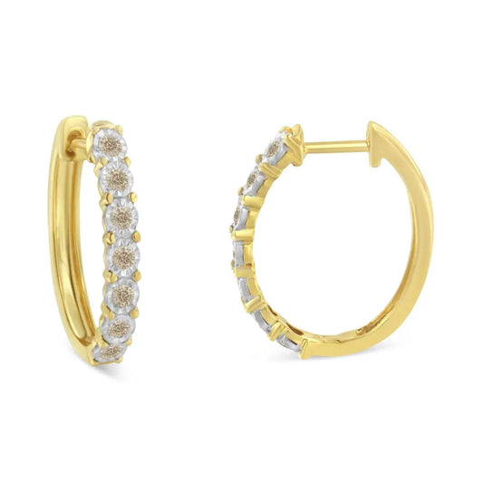 10KT Two-Toned Gold Diamond Hoop Earring (1/2 cttw, J-K Color, I2-I3 Clarity) - Bijoux-NYC Direct
