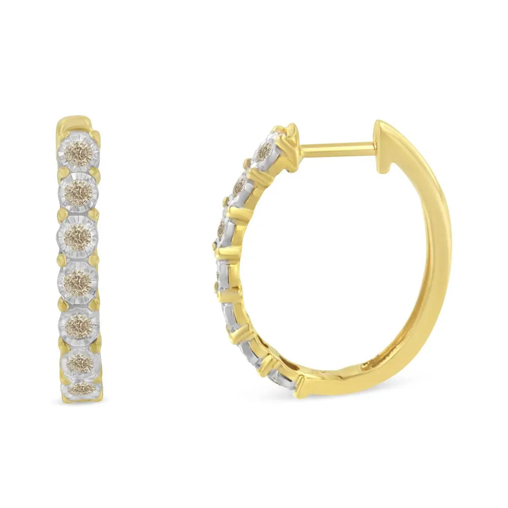 1/2 cttw diamond miracle set hoop earrings in 10kt two-tone gold bijoux-nyc direct
