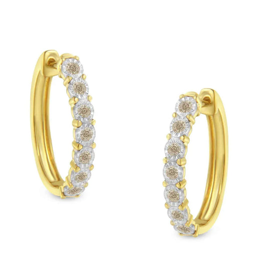10KT Two-Toned Gold Diamond Hoop Earring (1/2 cttw, J-K Color, I2-I3 Clarity) - Bijoux-NYC Direct