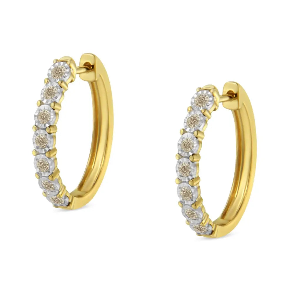1/2 cttw diamond miracle set hoop earrings in 10kt two-tone gold bijoux-nyc direct
