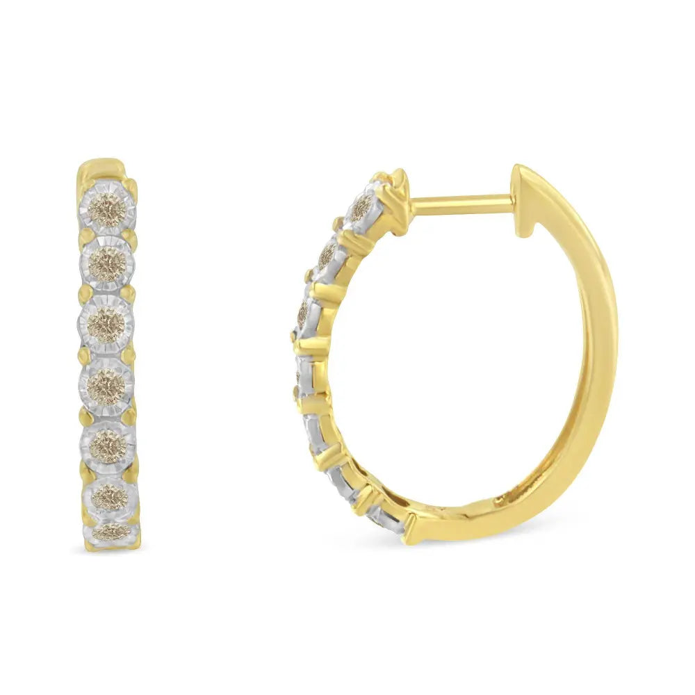 10KT Two-Toned Gold Diamond Hoop Earring (1/2 cttw, J-K Color, I2-I3 Clarity) - Bijoux-NYC Direct