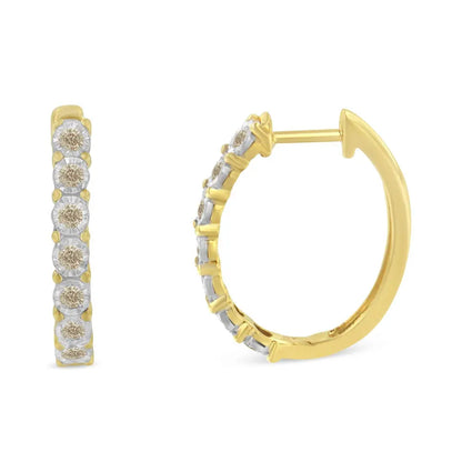 10KT Two-Toned Gold Diamond Hoop Earring (1/2 cttw, J-K Color, I2-I3 Clarity) - Bijoux-NYC Direct