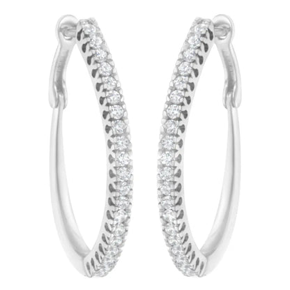 10KT White Gold 1/2 cttw Diamond Hoop Earrings (I-J, I2-I3) - Bijoux-NYC Direct