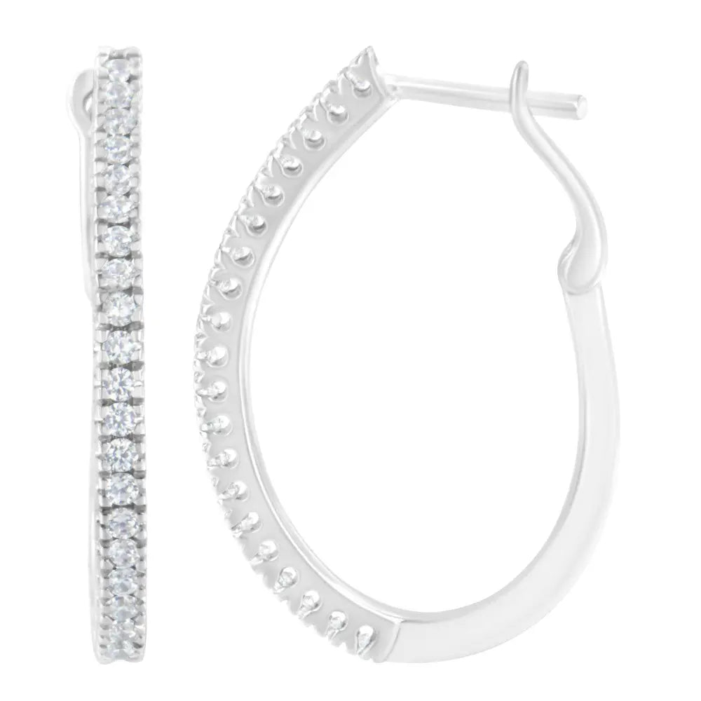 10KT White Gold 1/2 cttw Diamond Hoop Earrings (I-J, I2-I3) - Bijoux-NYC Direct