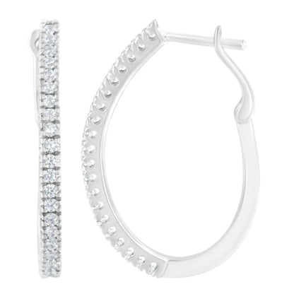 10KT White Gold 1/2 cttw Diamond Hoop Earrings (I-J, I2-I3) - Bijoux-NYC Direct
