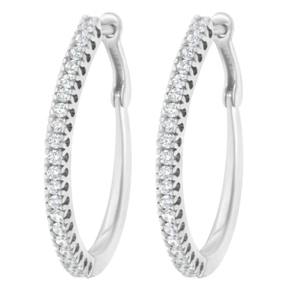 10KT White Gold 1/2 cttw Diamond Hoop Earrings (I-J, I2-I3) - Bijoux-NYC Direct
