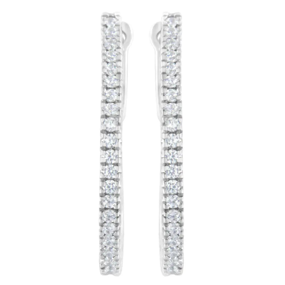 10KT White Gold 1/2 cttw Diamond Hoop Earrings (I-J, I2-I3) - Bijoux-NYC Direct