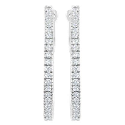 10KT White Gold 1/2 cttw Diamond Hoop Earrings (I-J, I2-I3) - Bijoux-NYC Direct