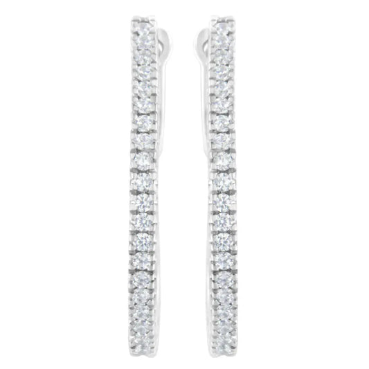 10KT White Gold 1/2 cttw Diamond Hoop Earrings (I-J, I2-I3) - Bijoux-NYC Direct