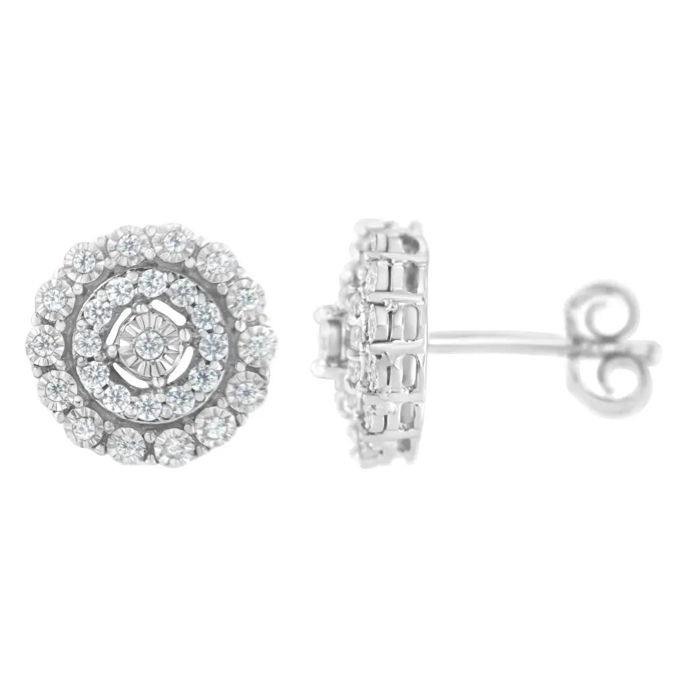 1/2 cttw round diamond double halo stud earrings in 10k white gold bijoux-nyc direct