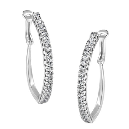 10KT White Gold 1 cttw Diamond Hoop Earrings (I-J Clarity, I2-I3 Color) - Bijoux-NYC Direct