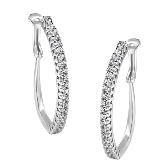 10KT White Gold 1 cttw Diamond Hoop Earrings (I-J Clarity, I2-I3 Color) - Bijoux-NYC Direct