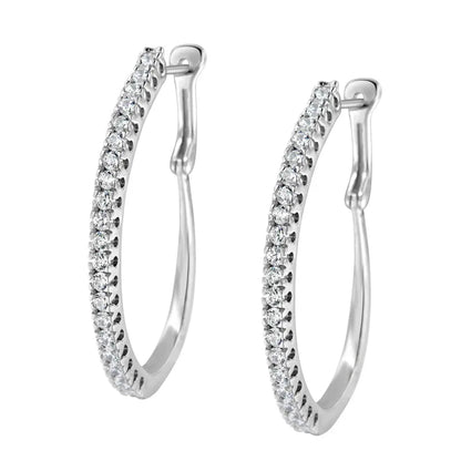 10KT White Gold 1 cttw Diamond Hoop Earrings (I-J Clarity, I2-I3 Color) - Bijoux-NYC Direct