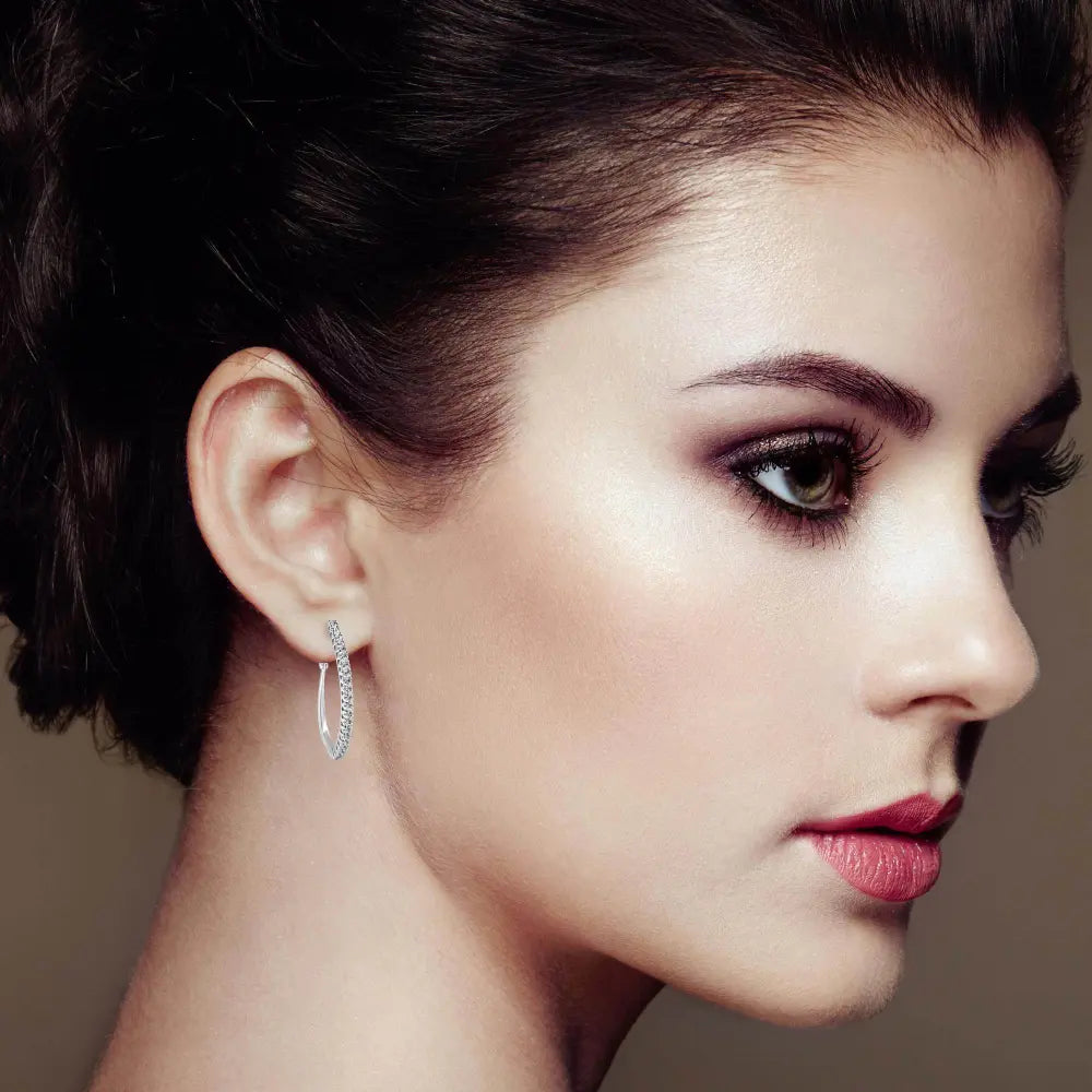 10KT White Gold 1 cttw Diamond Hoop Earrings (I-J Clarity, I2-I3 Color) - Bijoux-NYC Direct