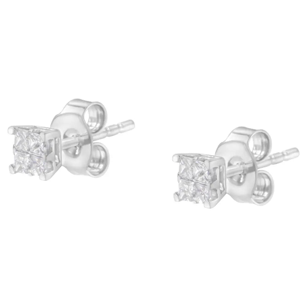 10KT White Gold Diamond Composite Stud Earring (1/4 cttw, H-I Color, I1-I2 Clarity) - Bijoux-NYC Direct