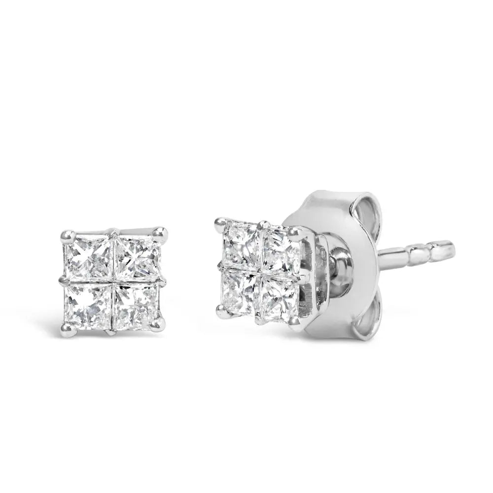 10KT White Gold Diamond Composite Stud Earring (1/4 cttw, H-I Color, I1-I2 Clarity) - Bijoux-NYC Direct