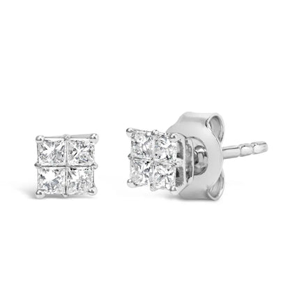 10KT White Gold Diamond Composite Stud Earring (1/4 cttw, H-I Color, I1-I2 Clarity) - Bijoux-NYC Direct