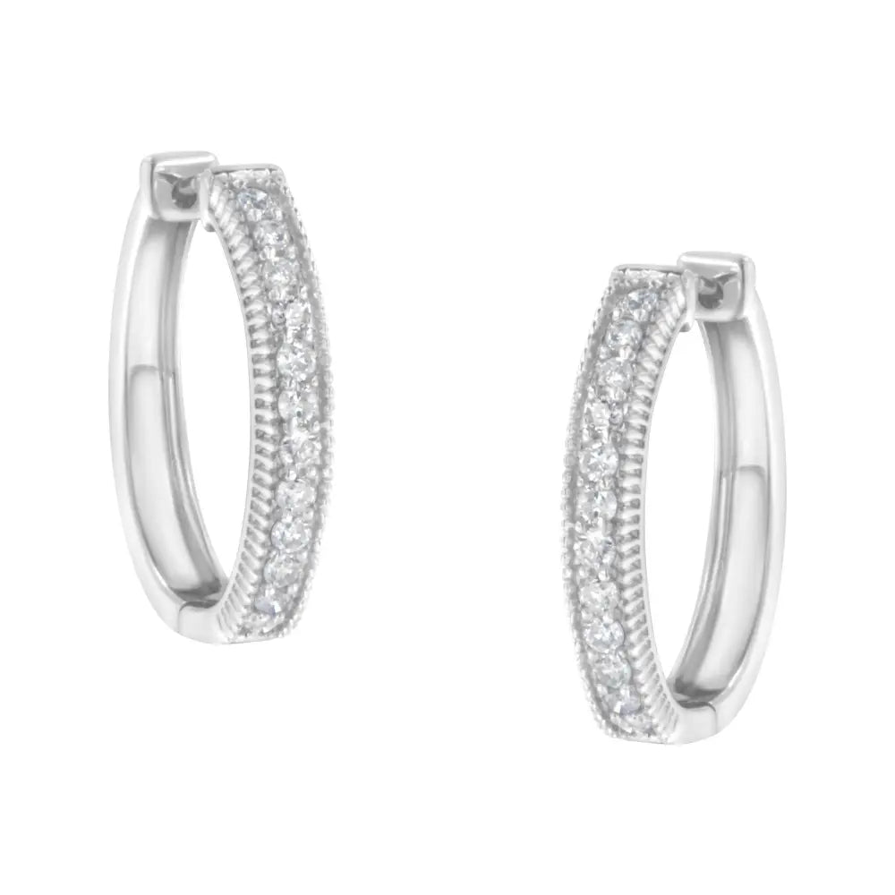 1.00 carat round diamond hoop earrings in 10k white gold bijoux-nyc direct