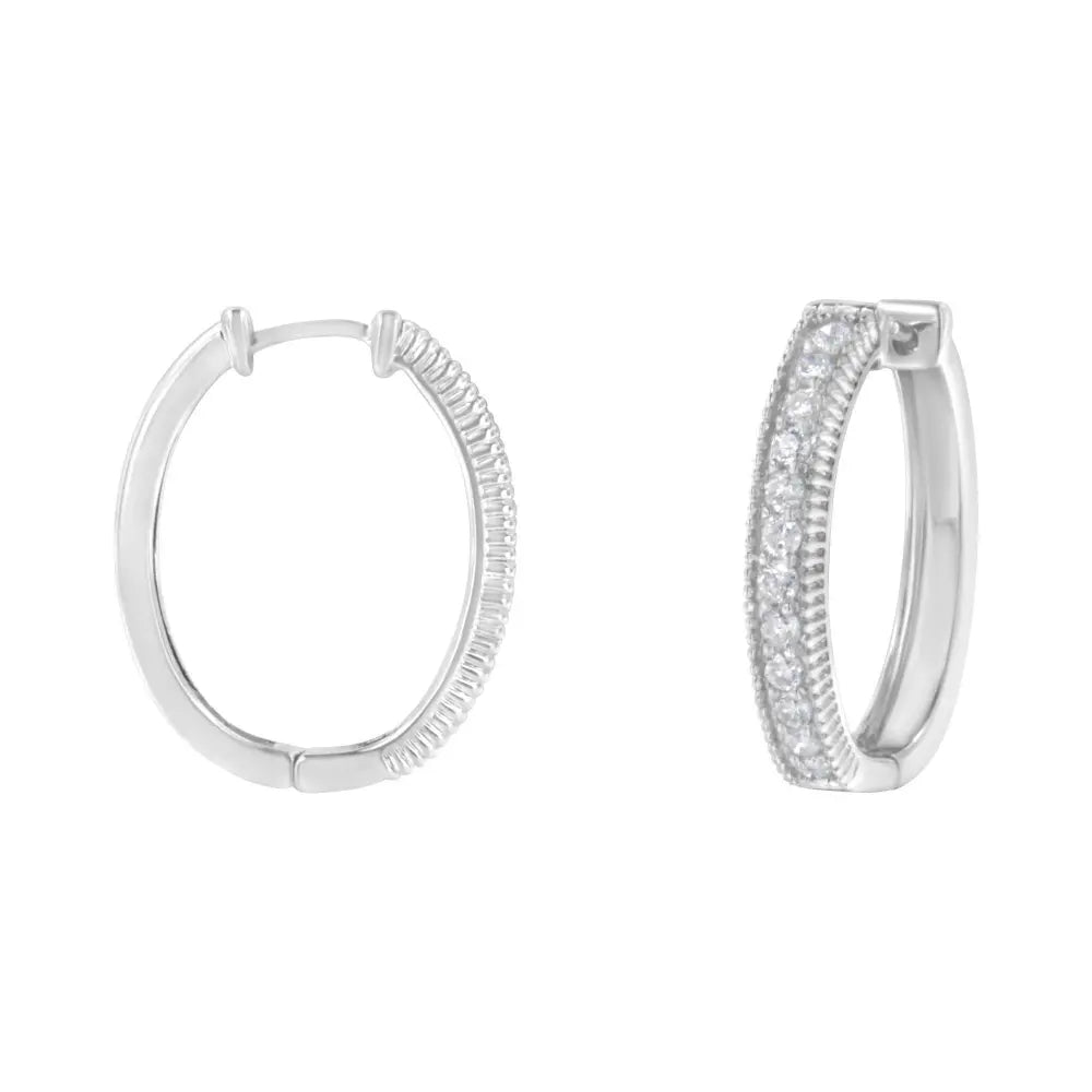 10KT White Gold Diamond Hoop Earring (1.00 cttw, H-I Color, I1-I2 Clarity) - Bijoux-NYC Direct