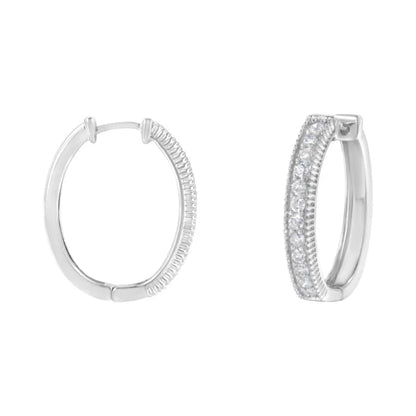 10KT White Gold Diamond Hoop Earring (1.00 cttw, H-I Color, I1-I2 Clarity) - Bijoux-NYC Direct