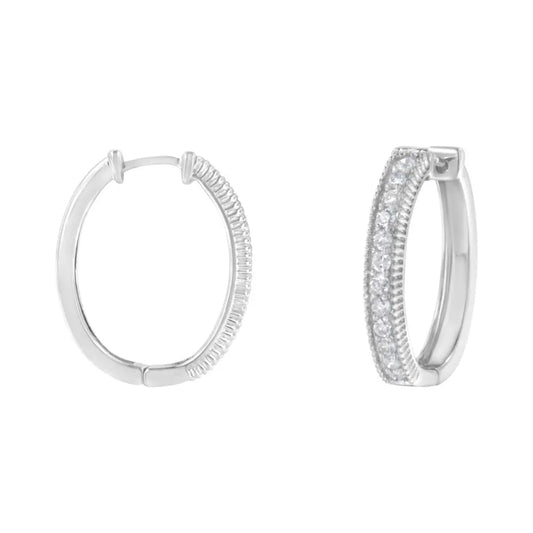 10KT White Gold Diamond Hoop Earring (1.00 cttw, H-I Color, I1-I2 Clarity) - Bijoux-NYC Direct