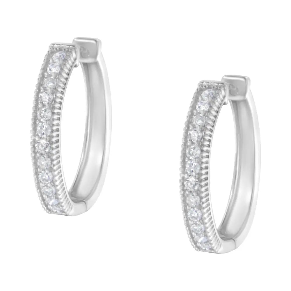 1.00 carat round diamond hoop earrings in 10k white gold bijoux-nyc direct