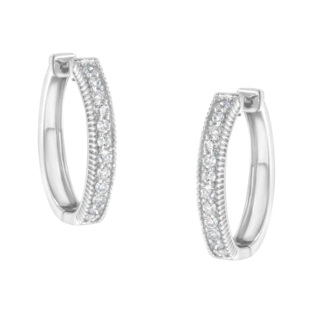 10KT White Gold Diamond Hoop Earring (1.00 cttw, H-I Color, I1-I2 Clarity) - Bijoux-NYC Direct
