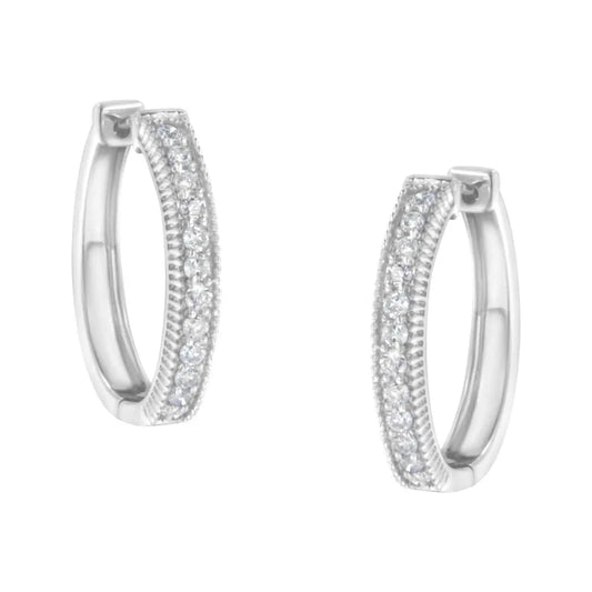 10KT White Gold Diamond Hoop Earring (1.00 cttw, H-I Color, I1-I2 Clarity) - Bijoux-NYC Direct