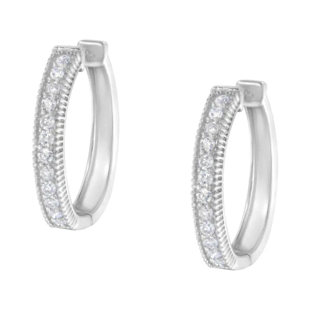 10KT White Gold Diamond Hoop Earring (1.00 cttw, H-I Color, I1-I2 Clarity) - Bijoux-NYC Direct