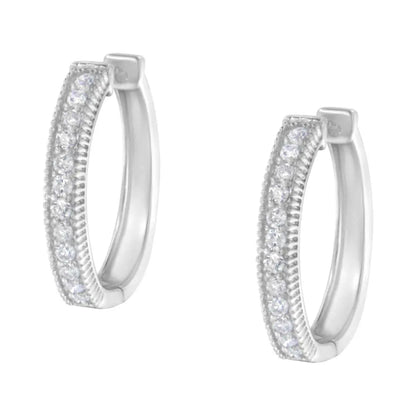 10KT White Gold Diamond Hoop Earring (1.00 cttw, H-I Color, I1-I2 Clarity) - Bijoux-NYC Direct