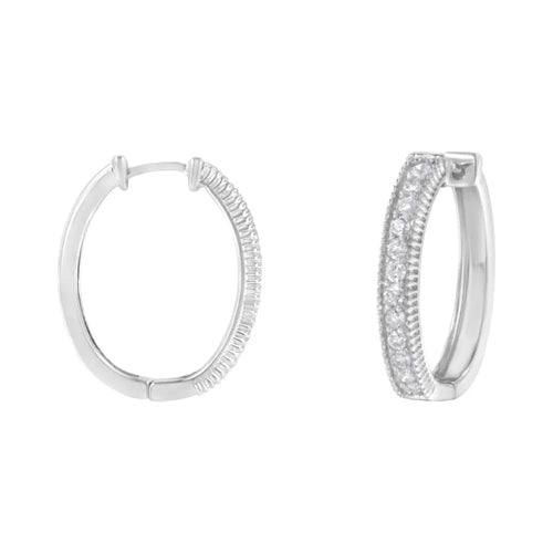 1.00 carat round diamond hoop earrings in 10k white gold bijoux-nyc direct