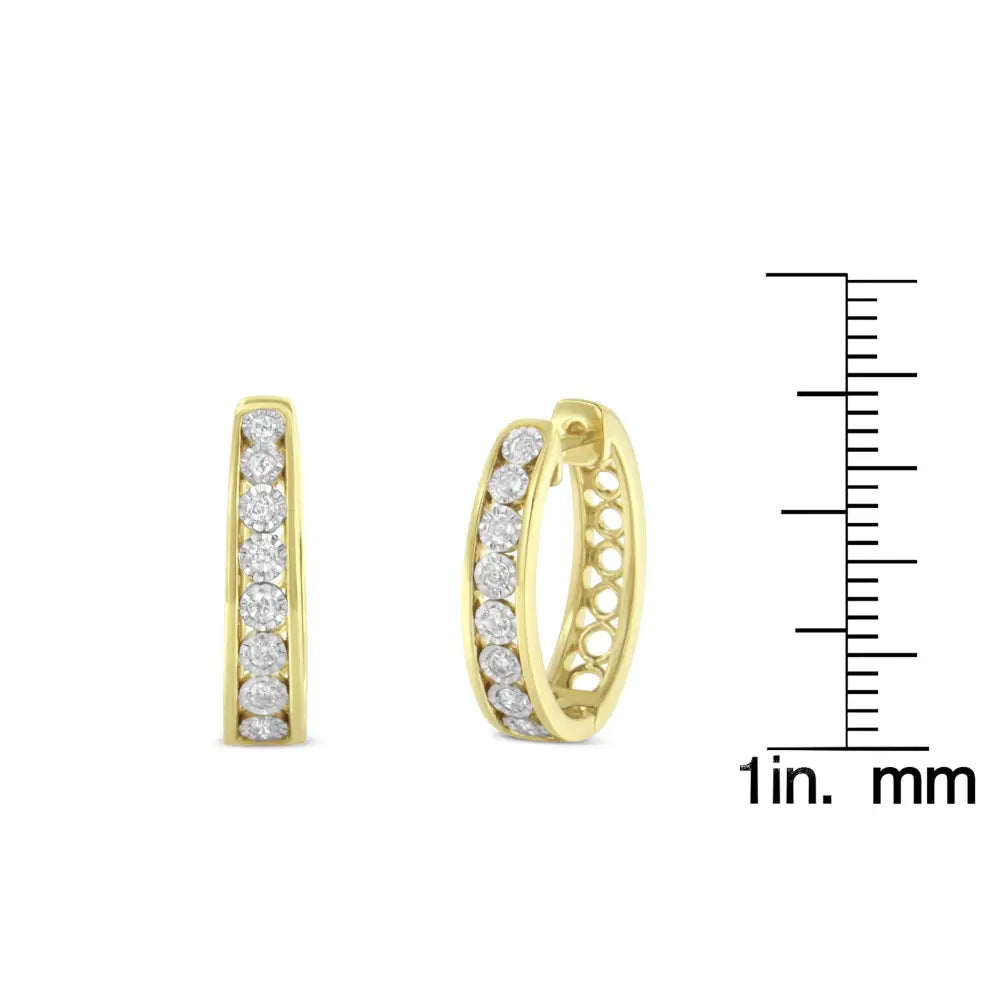 1/2 cttw diamond two-tone 10k gold leverback hoop earrings bijoux-nyc direct