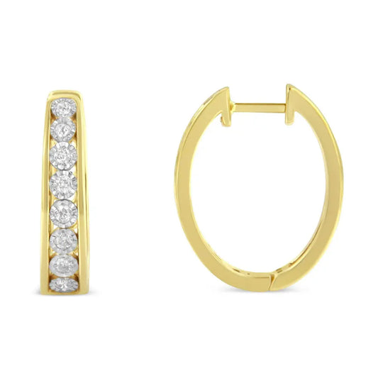 10KT Yellow and White Gold Diamond Hoop Earring (1/2 cttw, J-K Color, I2-I3 Clarity) - Bijoux-NYC Direct