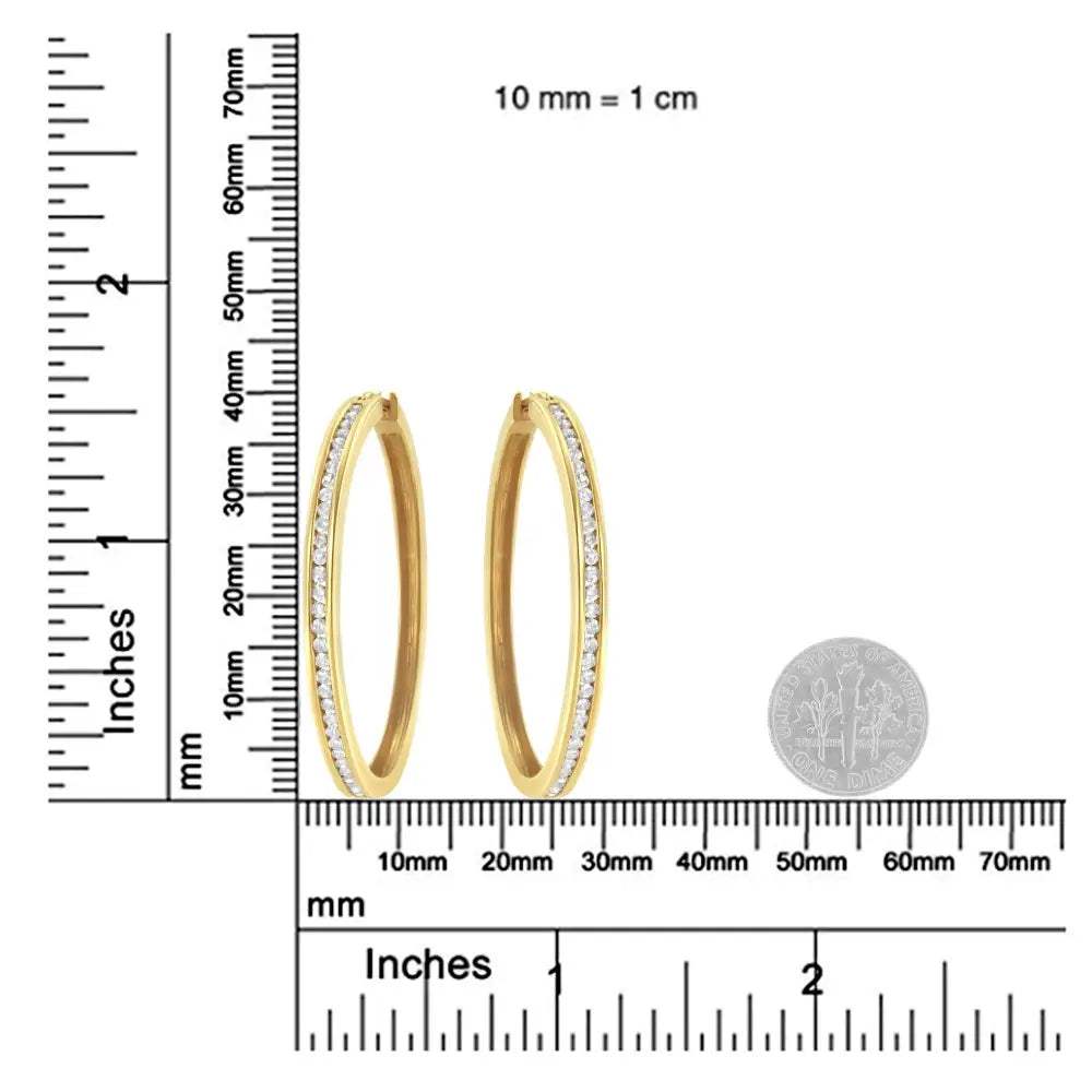 1ct tdw diamond hoop earrings in 10k yellow gold bijoux-nyc direct