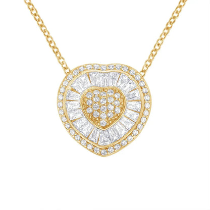 10KT Yellow Gold Diamond Heart Pendant Necklace (1/2 cttw, H-I Color, I1-I2 Clarity) - Bijoux-NYC Direct