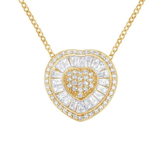 10KT Yellow Gold Diamond Heart Pendant Necklace (1/2 cttw, H-I Color, I1-I2 Clarity) - Bijoux-NYC Direct