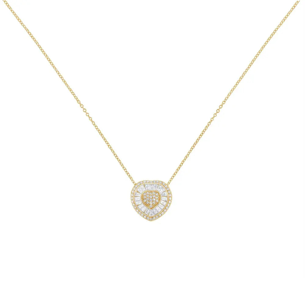 10KT Yellow Gold Diamond Heart Pendant Necklace (1/2 cttw, H-I Color, I1-I2 Clarity) - Bijoux-NYC Direct