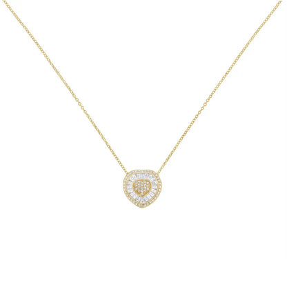 10KT Yellow Gold Diamond Heart Pendant Necklace (1/2 cttw, H-I Color, I1-I2 Clarity) - Bijoux-NYC Direct