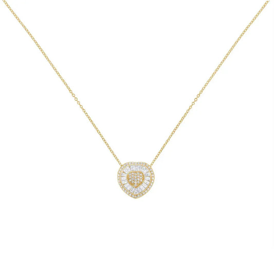 10KT Yellow Gold Diamond Heart Pendant Necklace (1/2 cttw, H-I Color, I1-I2 Clarity) - Bijoux-NYC Direct