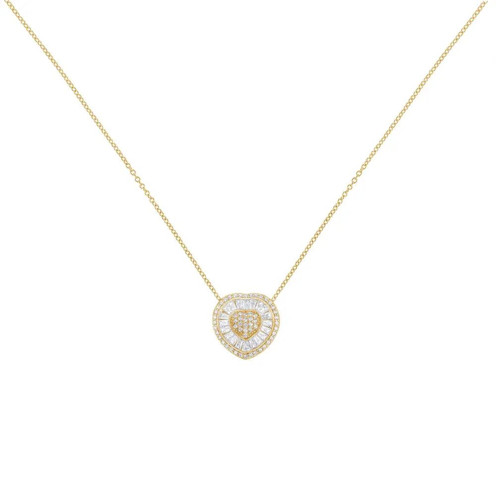1/2 cttw diamond heart pendant necklace in 10k yellow gold bijoux-nyc direct