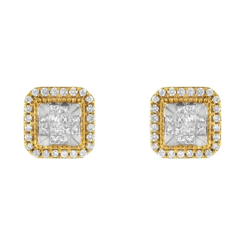 10KT Yellow Gold Diamond Stud Earrings (1/2 cttw, H-I Color, SI2-I1 Clarity) - Bijoux-NYC Direct