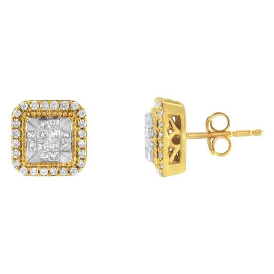 10KT Yellow Gold Diamond Stud Earrings (1/2 cttw, H-I Color, SI2-I1 Clarity) - Bijoux-NYC Direct