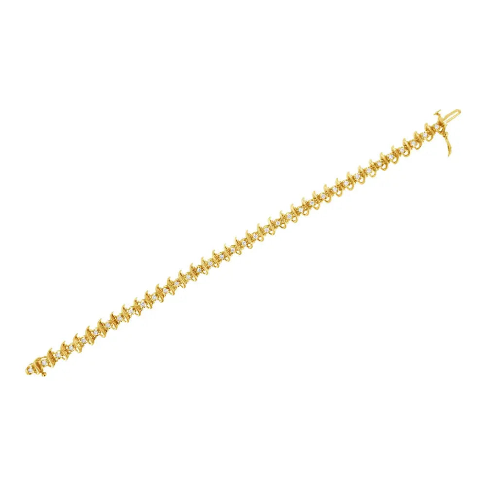 1ct diamond link bracelet in 10k yellow gold plated sterling silver 7.5 bijoux-nyc direct