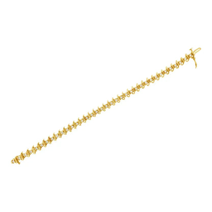 10KT Yellow Gold Plated .925 Sterling Silver 1 cttw Prong-Set Diamond Link Bracelet (J-K, I1-I2) - 7.5" - Bijoux-NYC Direct