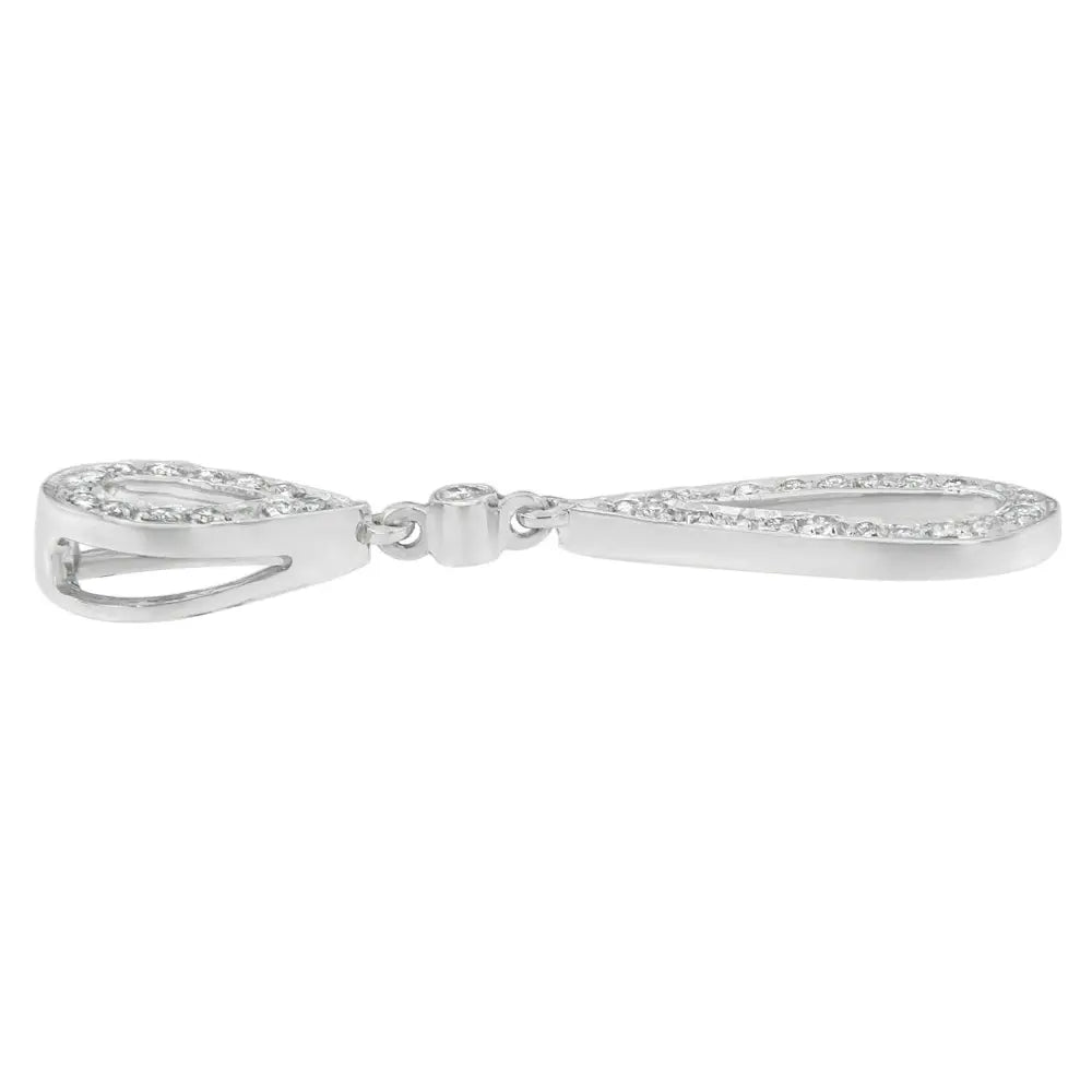 14k white gold 1/4 cttw diamond double teardrop pendant necklace bijoux-nyc direct