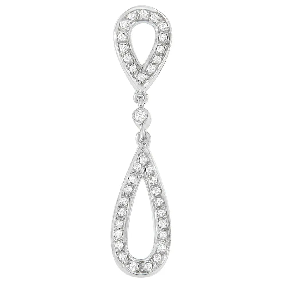 14k white gold 1/4 cttw diamond double teardrop pendant necklace bijoux-nyc direct