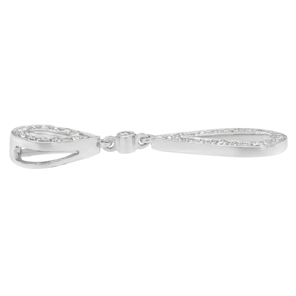 14 White Gold 1/4 cttw Round Cut Diamond Double Tear Drop Pendant Necklace (H-I, I2-I3) - Bijoux-NYC Direct